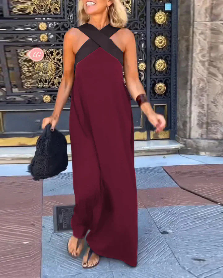 DELPHINE | CROSSOVER HALTER DRESS