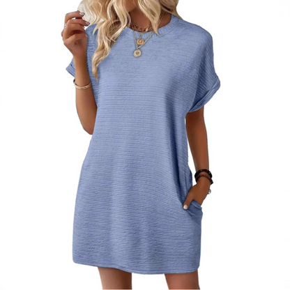 EVASHA | Casual Minimalist Round Neck Summer Dress
