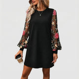 LUCY | Floral Embroidered Bishop Sleeve Dress