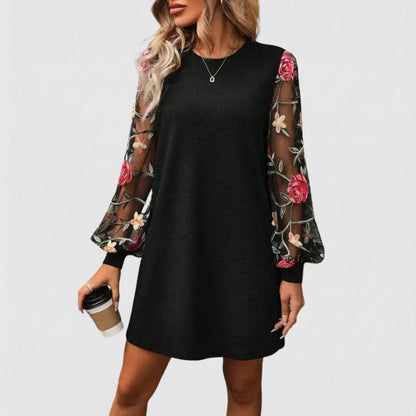 LUCY | Floral Embroidered Bishop Sleeve Dress