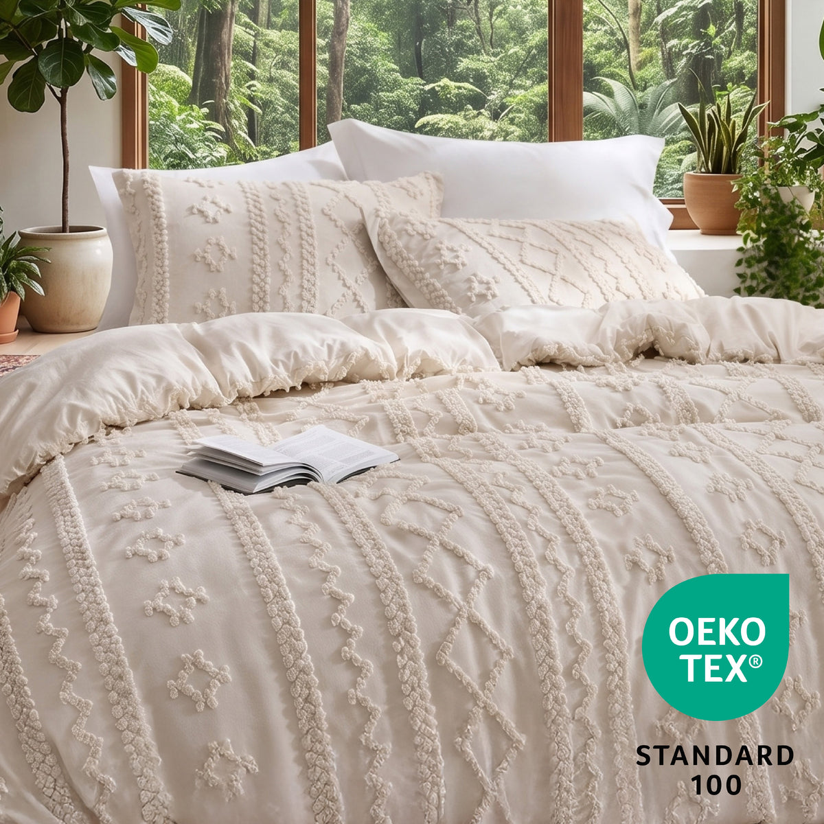 The Deluxe Boho Tufted Comforter Set - Pink