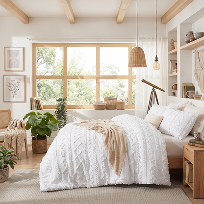 The Deluxe Boho Tufted Comforter Set - White