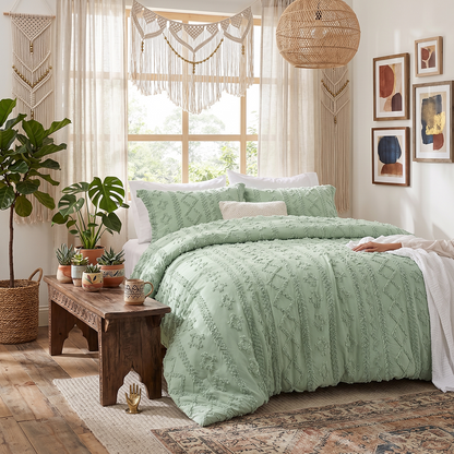 The Deluxe Boho Tufted Comforter Set - Sage Green