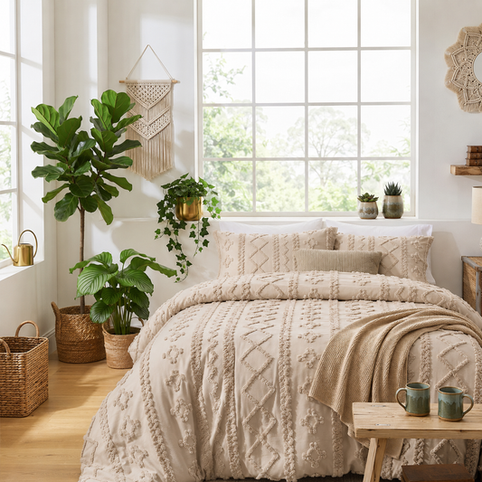 The Deluxe Boho Tufted Comforter Set - Khaki