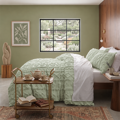 The Deluxe Boho Tufted Comforter Set - Sage Green