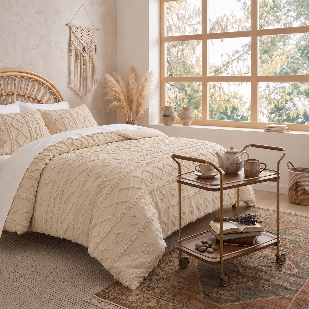 The Deluxe Boho Tufted Comforter Set - Khaki