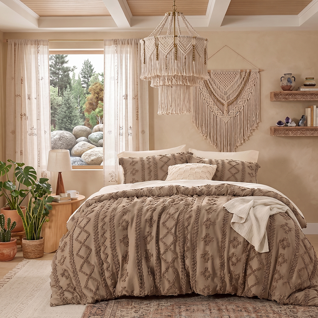 The Deluxe Boho Tufted Comforter Set - Brown