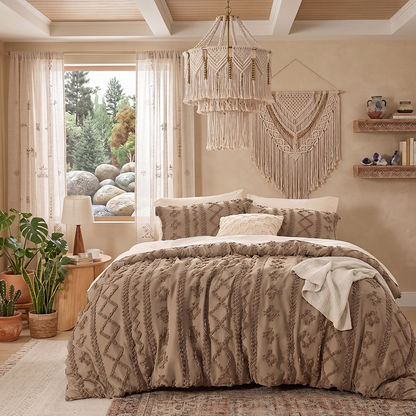 The Deluxe Boho Tufted Comforter Set - Brown