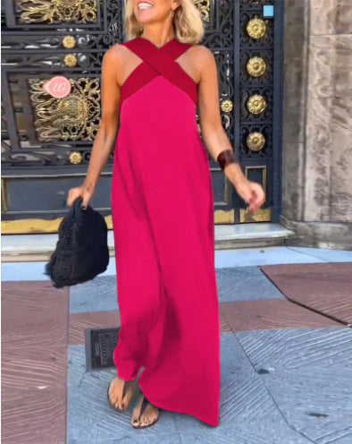 DELPHINE | CROSSOVER HALTER DRESS