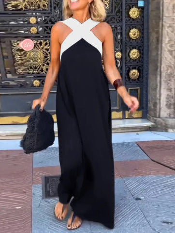 DELPHINE | CROSSOVER HALTER DRESS