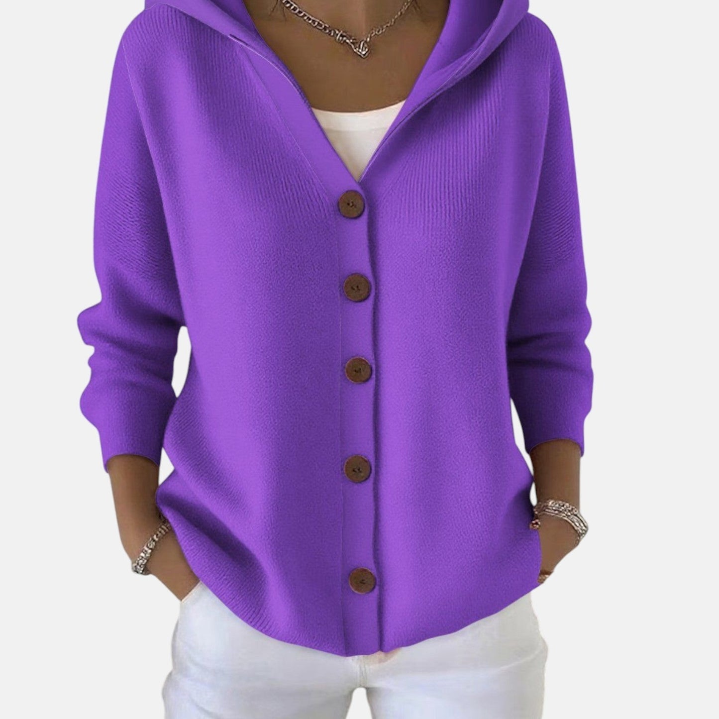 Zoé – Soft Hooded Knit Cardigan for Effortless Everyday Comfort