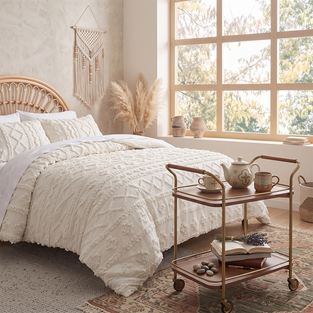 The Deluxe Boho Tufted Comforter Set - Oatmilk