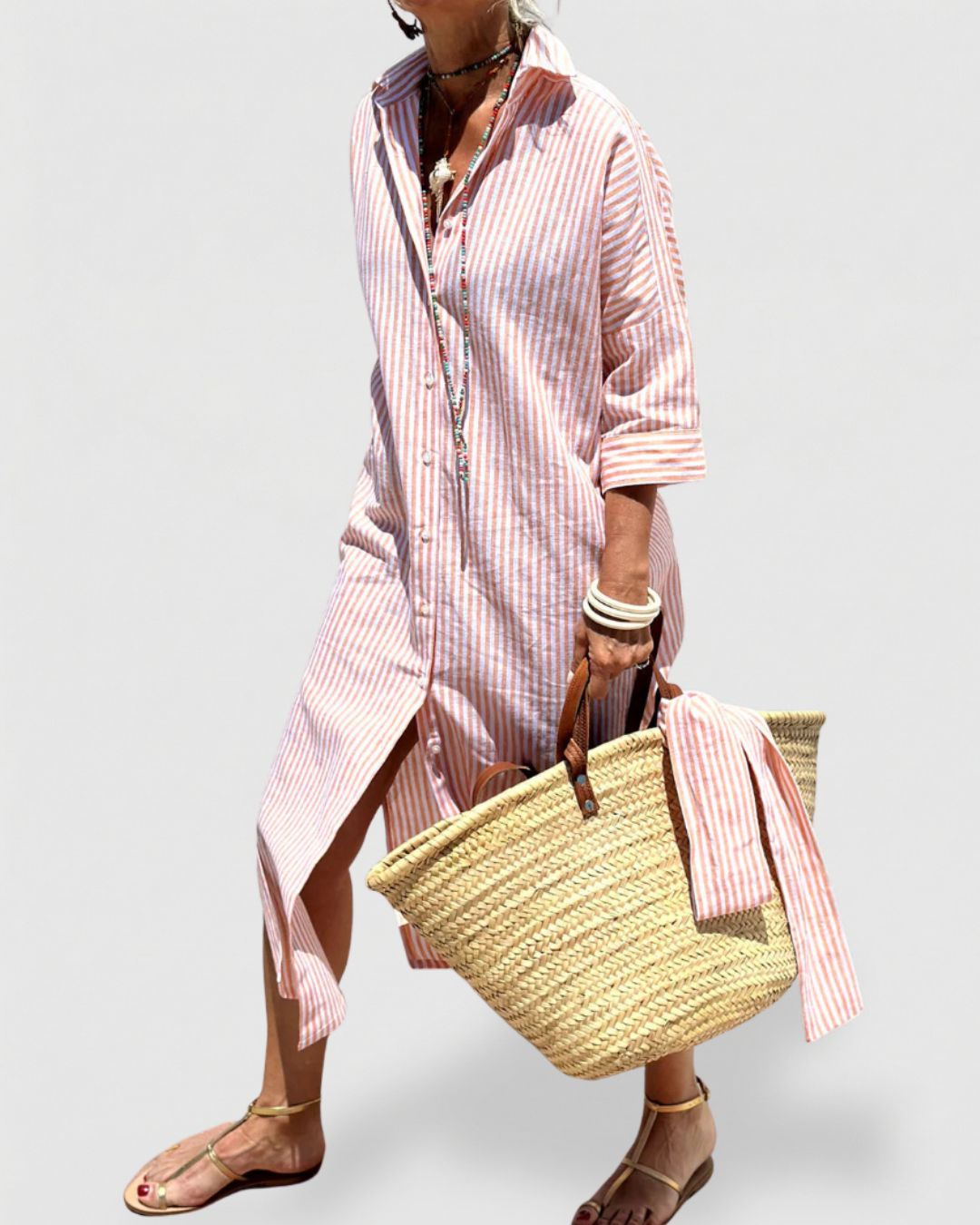 Sophia | Elegant Striped Shirt Dress