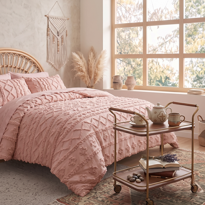 The Deluxe Boho Tufted Comforter Set - Pink