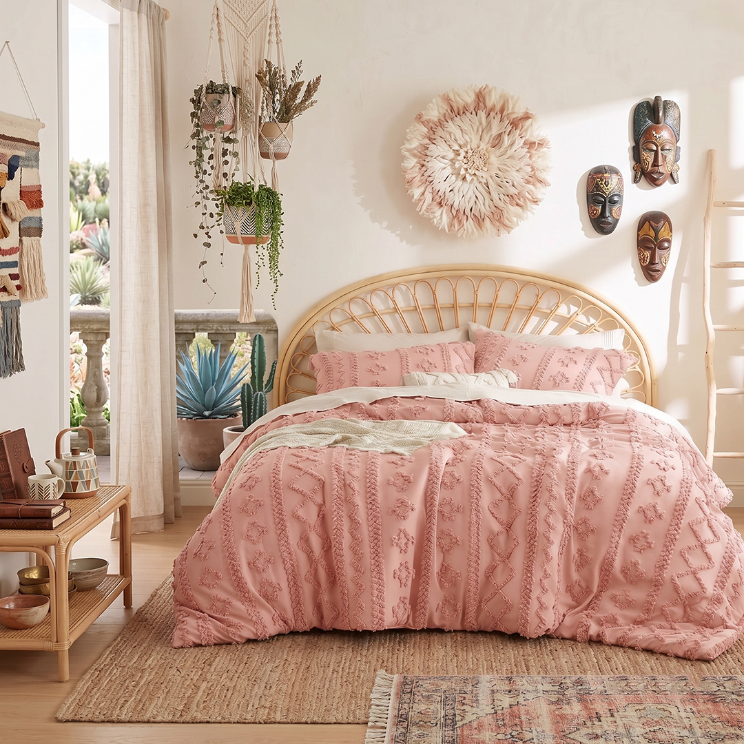 The Deluxe Boho Tufted Comforter Set - Pink