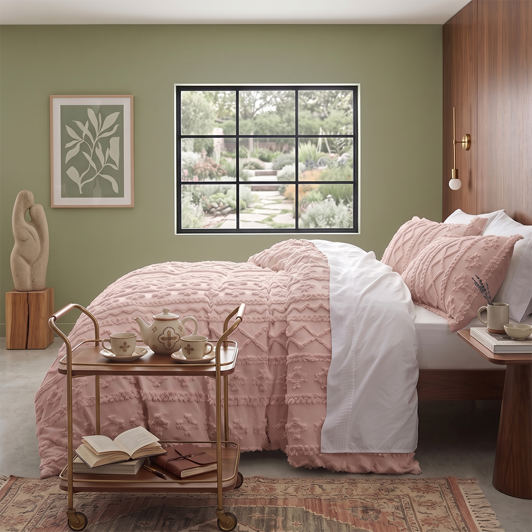 The Deluxe Boho Tufted Comforter Set - Pink