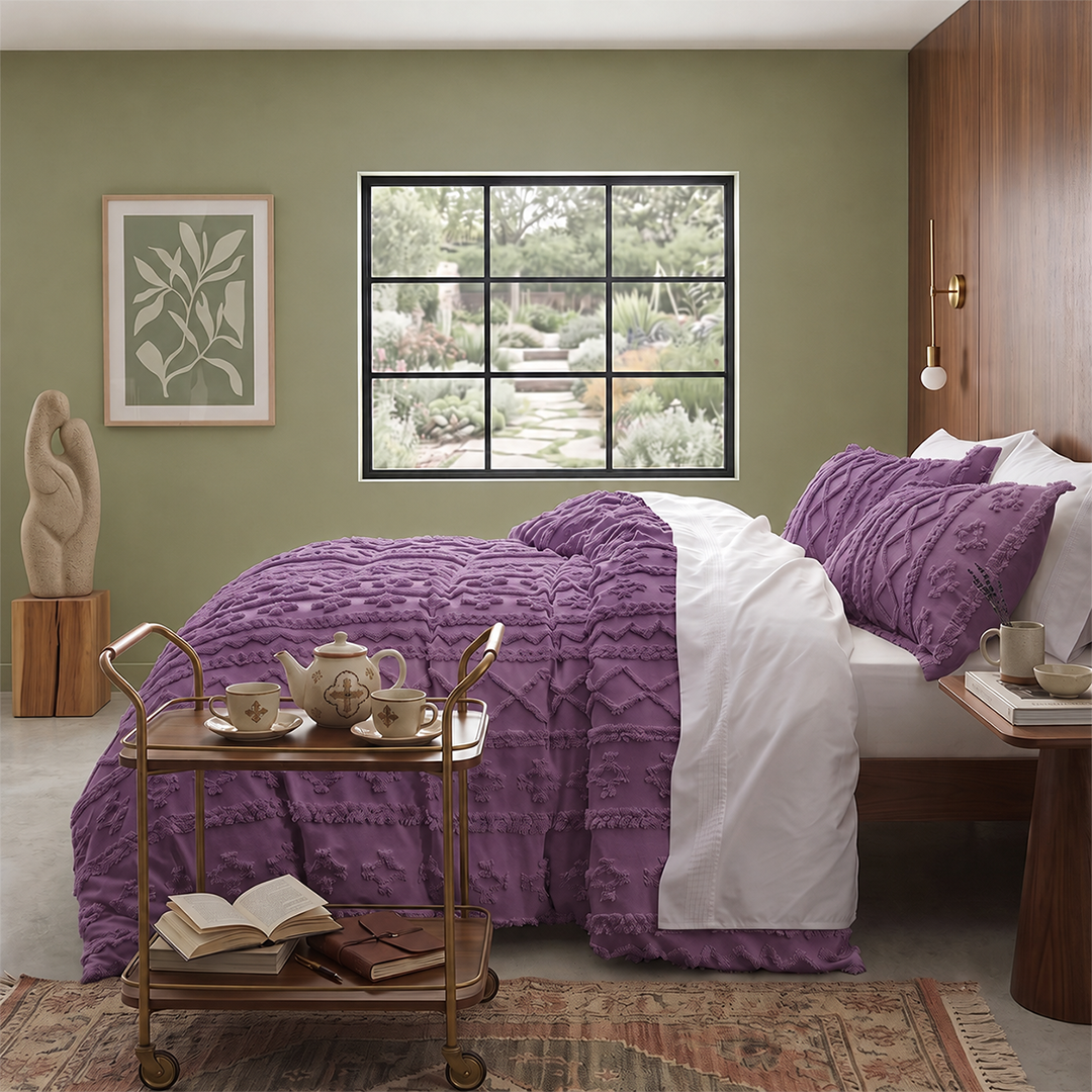 The Deluxe Boho Tufted Comforter Set - Purple
