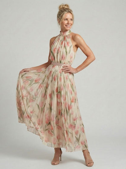Stella & Grace™ | Halter Neck Floral Midi Dress