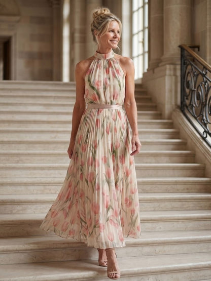 Stella & Grace™ | Halter Neck Floral Midi Dress