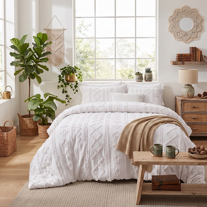 The Deluxe Boho Tufted Comforter Set - White