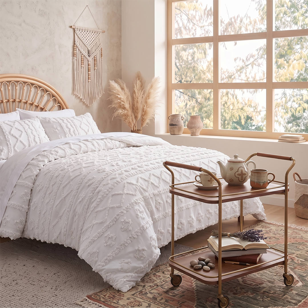 The Deluxe Boho Tufted Comforter Set - White