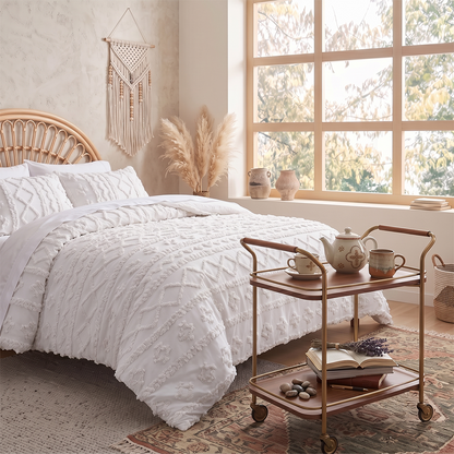 The Deluxe Boho Tufted Comforter Set - White