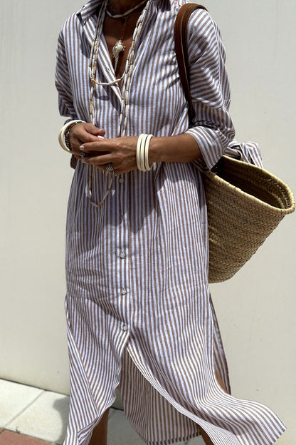 Sophia | Elegant Striped Shirt Dress