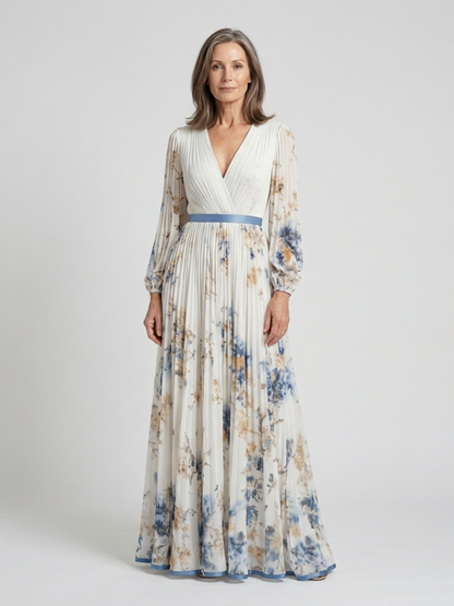 Stella & Grace™ | Long Sleeve V Neck Floral Maxi Dress