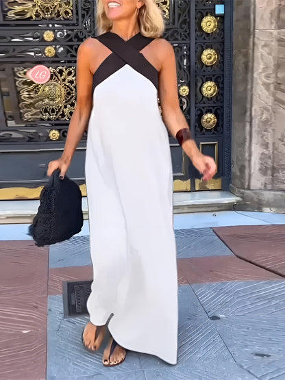 DELPHINE | CROSSOVER HALTER DRESS